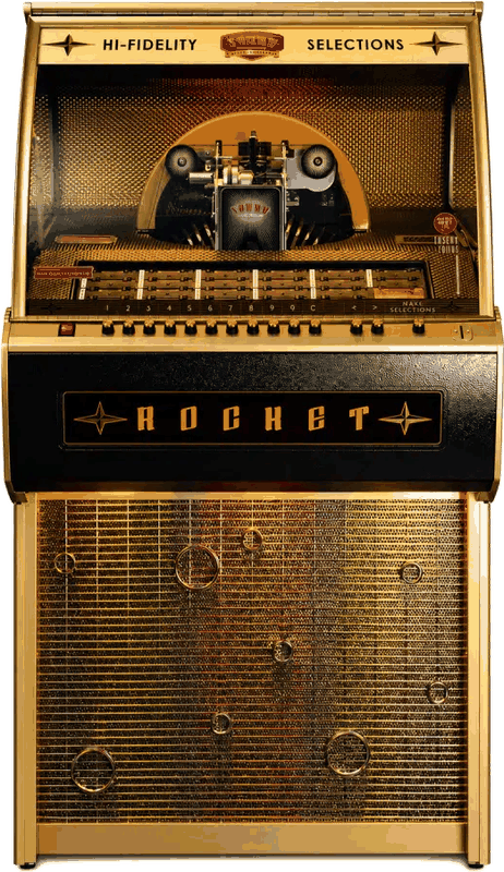 Sound Leisure Custom Black Rocket Vinyl Jukebox with gold castings